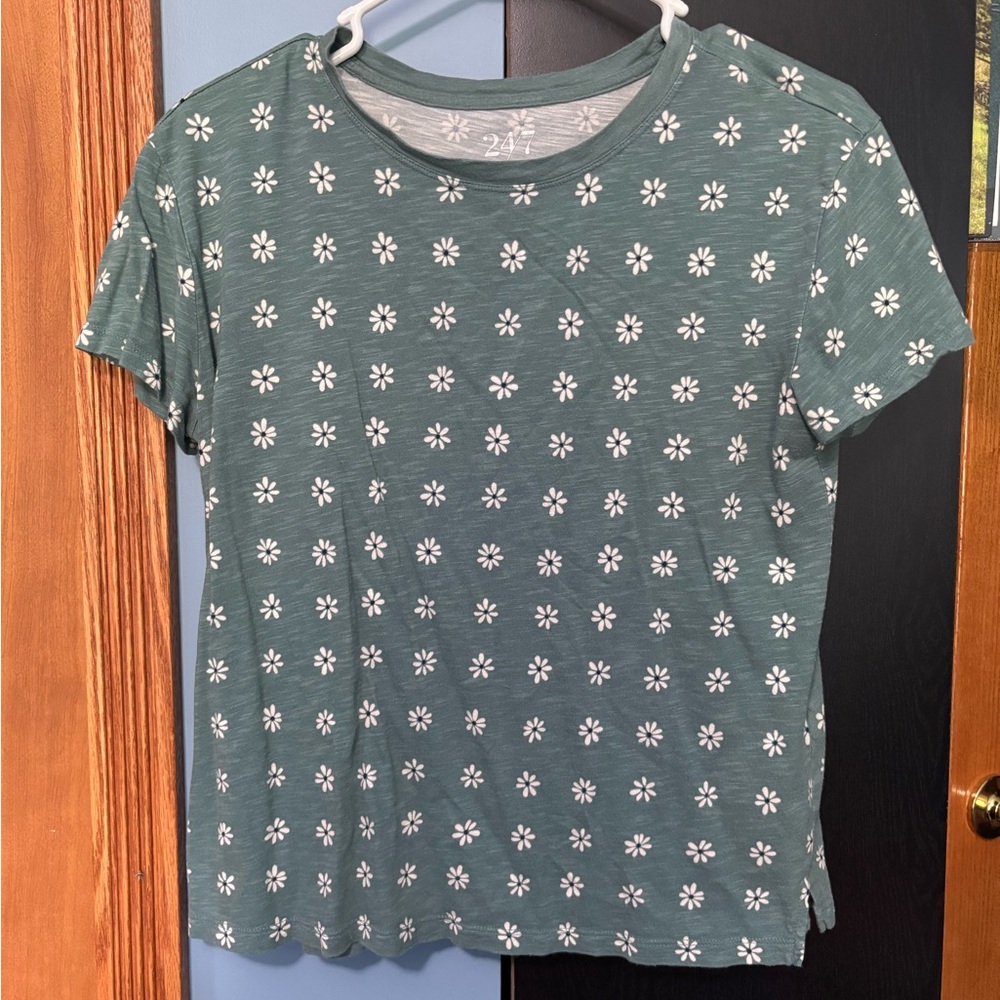 Floral Print Green Women's Top